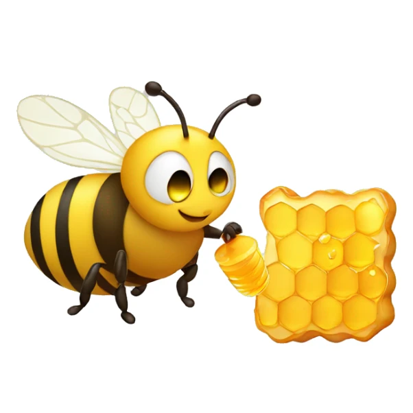 fat and happy bee eating honey sticker