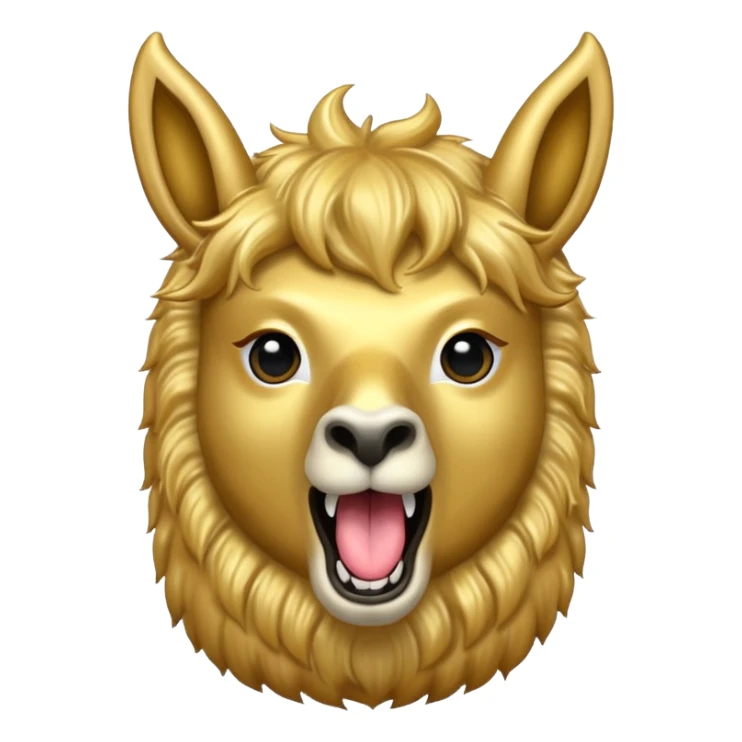 golden llama head screaming "RAID" with the words in a chat bubble sticker