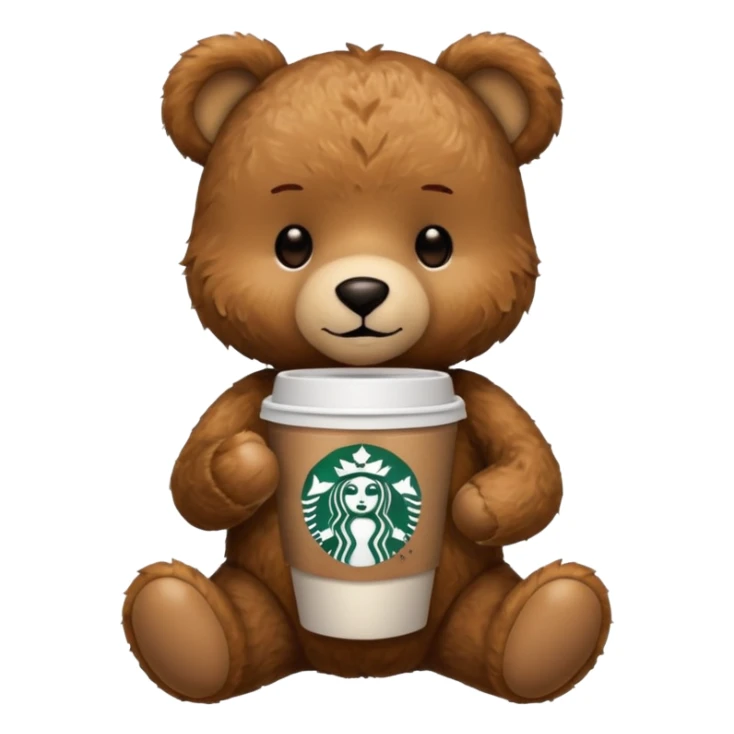 teddy bear with one cup of starbucks coffee sticker