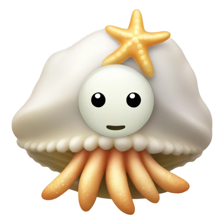 Clam with a pearl and starfish sticker