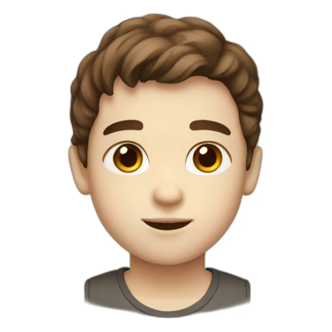 Young boy with brown hair and brown eyes white skin sticker