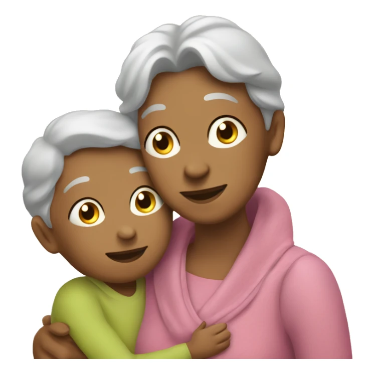 Grandma huggings with a boy and girl sticker