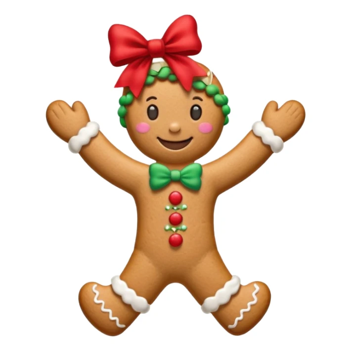 Christmas cookie with arms and legs and red bow on her head sticker