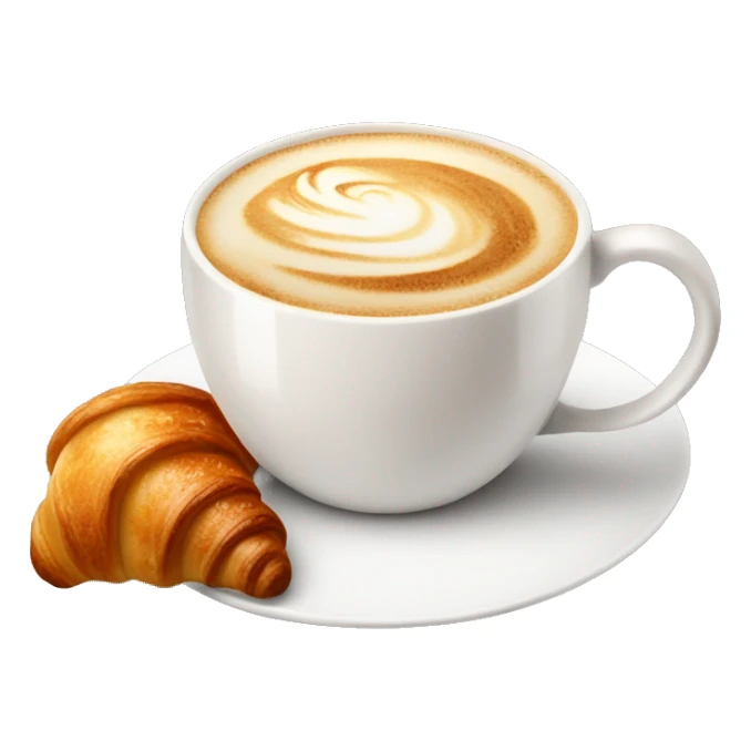 Cup of cappuccino with croissant sticker