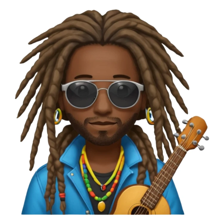 Musician with dreadlocks and sunglasses sticker