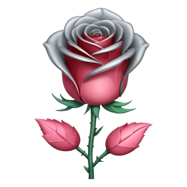 gray metal chrome rose, without green leaves, just flower sticker