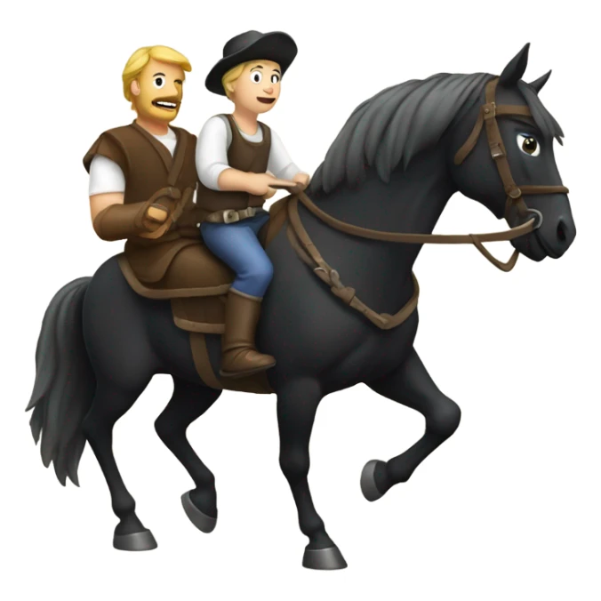Beer brewer rescuing a princess riding a black horse sticker