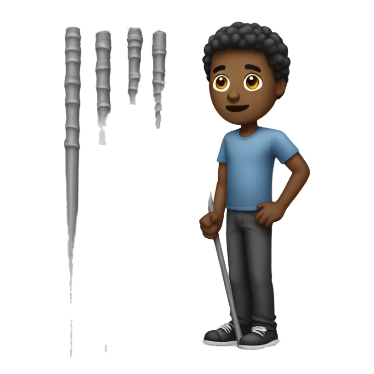 Black guy standing behind metal sticks sticker