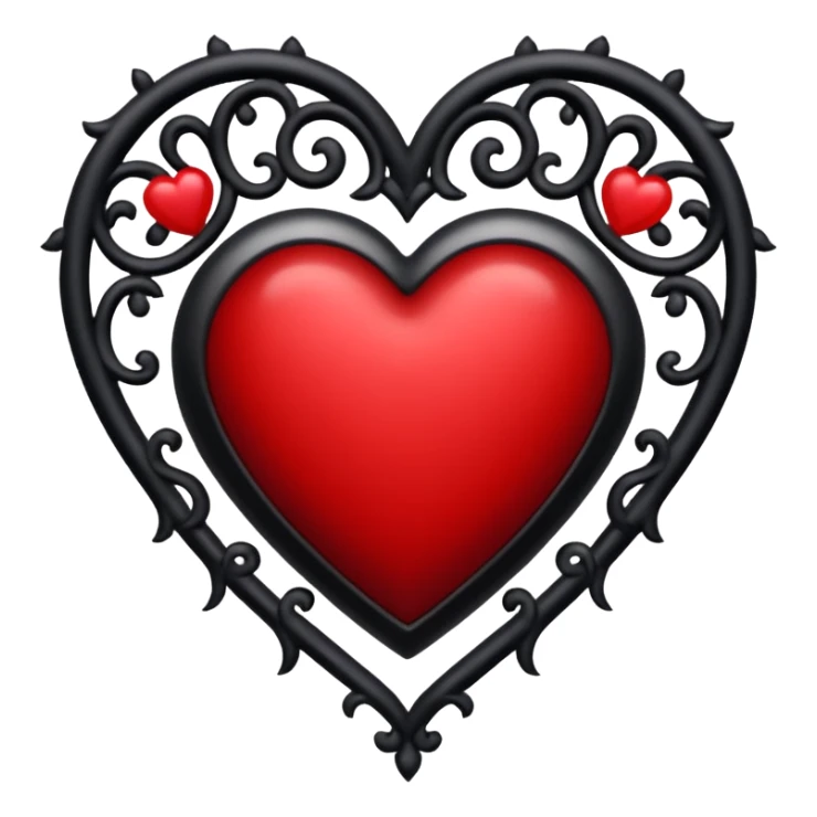 red gothic heart with black filigree and pearls, dark romance sticker