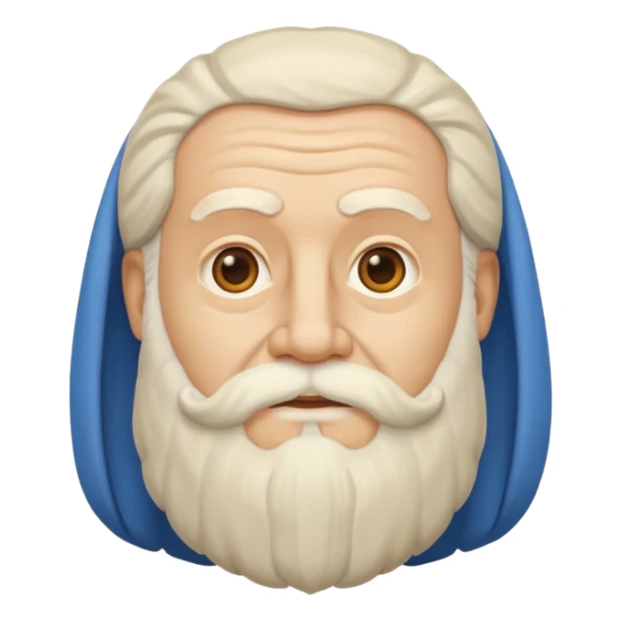 iOS emoji style, clean and modern flat design of Plato, flowing beard, wise and calm expression, ancient Greek philosopher sticker