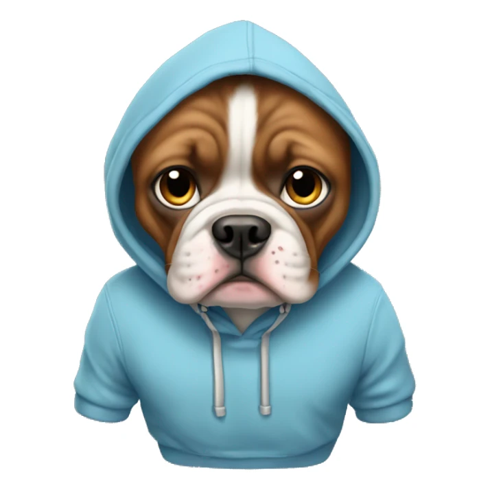 French Bully wearing a hoodie  sticker