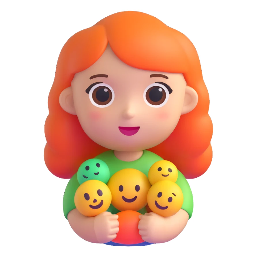 boneca, cute doll, microsoft style 3d fluent emoji, colorful, smooth shading, no text sticker