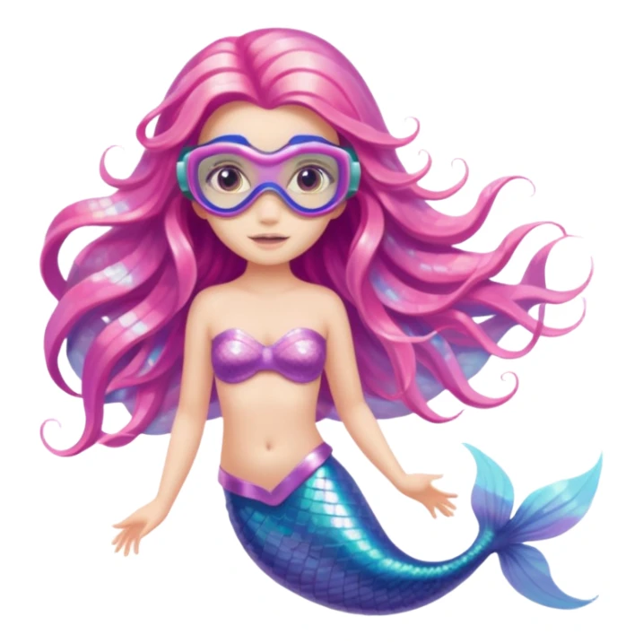 Mermaid wearing a light pink snorkel mask sticker