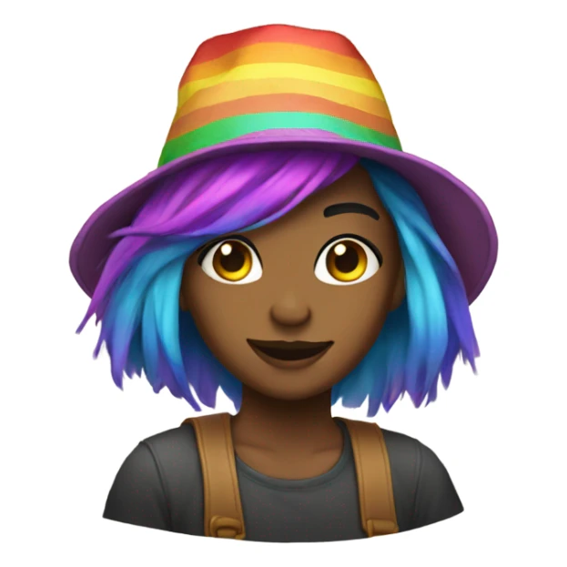 paislee wearing a stupid hat and rainbow hair sticker