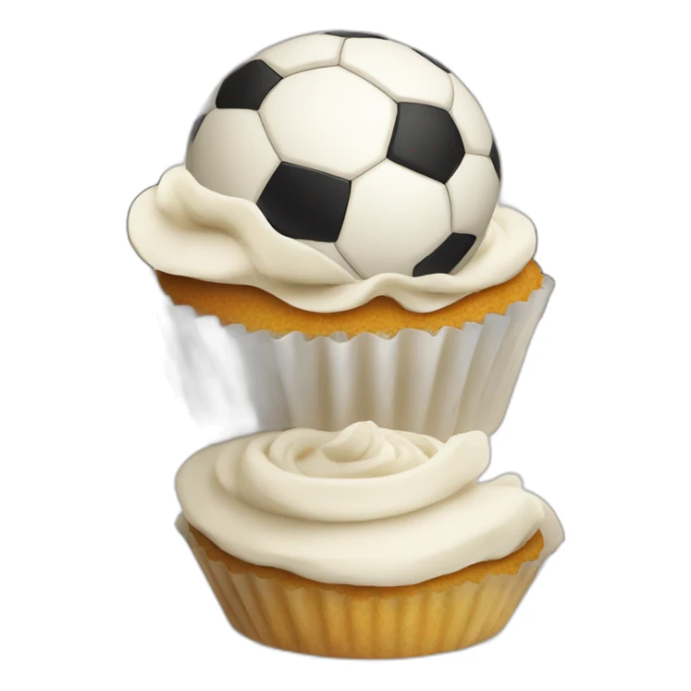 Happy cupcake with a soccer ball as icing  sticker