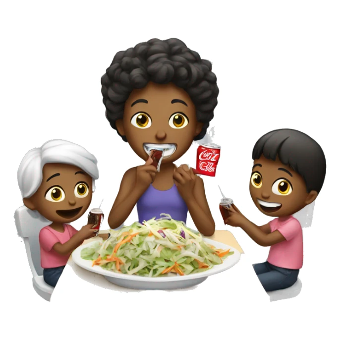 Family eating coke slaw sticker