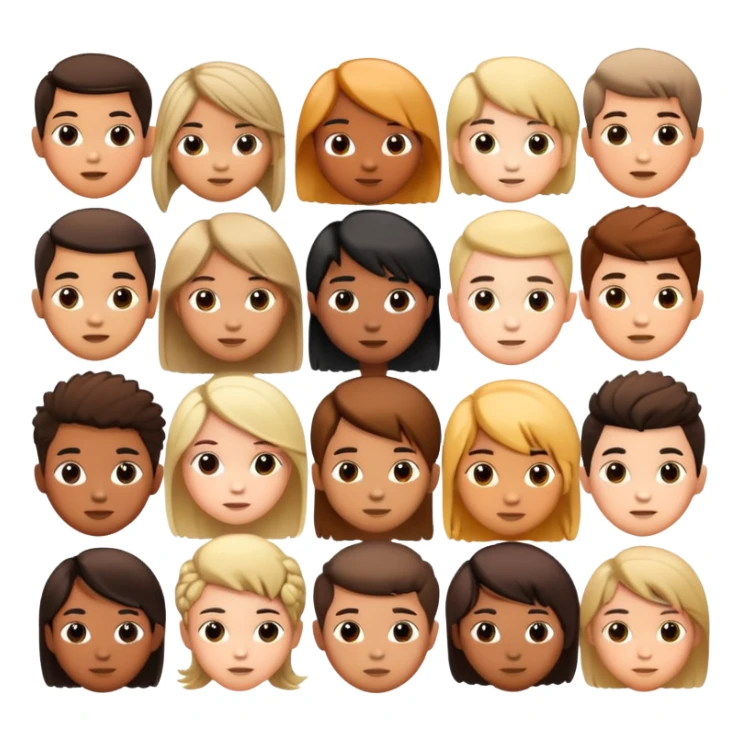 group of children's heads with various hairstyles, fun and diverse sticker