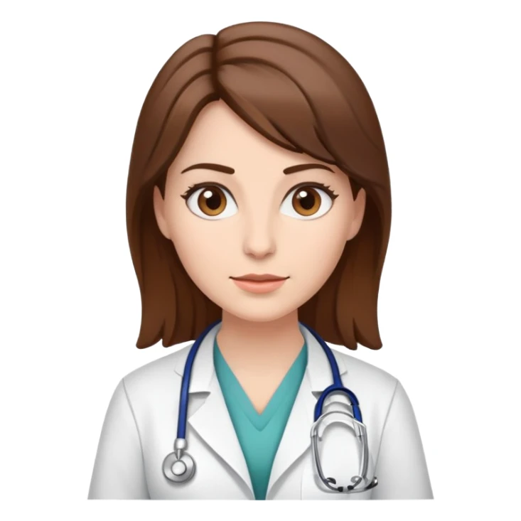 Female doctor with brown hair and white  sticker
