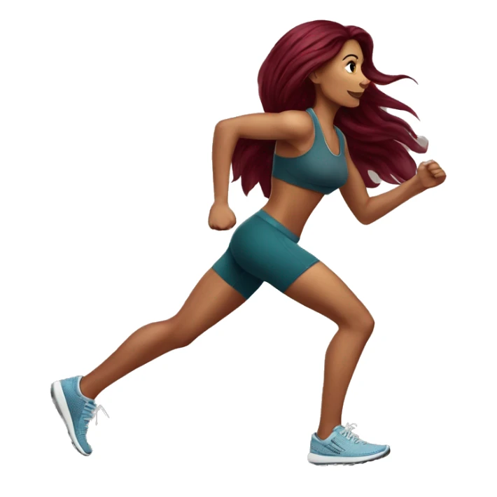 Beautiful tattooed  burgundy long haired woman jogging sticker