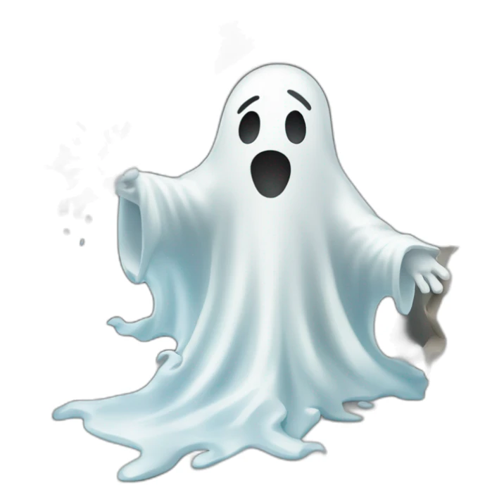ghost stuck halfway in a wall ejecting a spray of white milky substance forward from center of body all over with a donkey in the background sticker