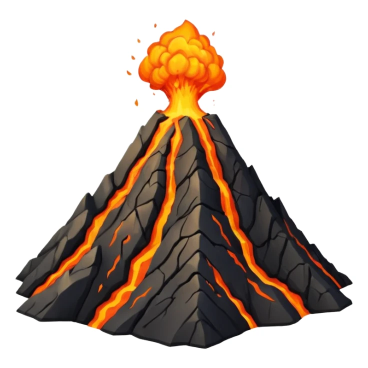 A volcano peak glowing with orange lava cracks. sticker