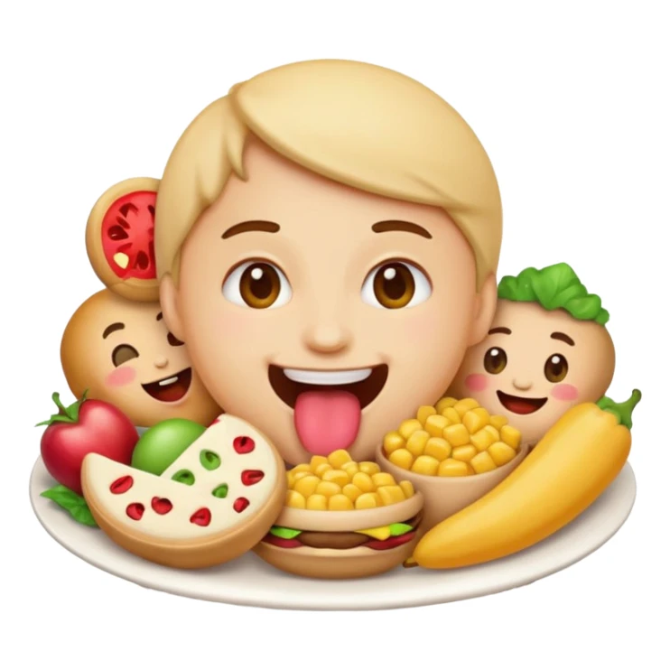 Emoji eating a ton of food sticker