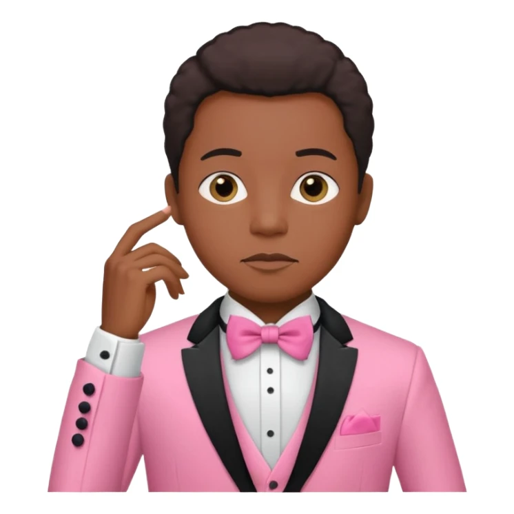ambitious thinking about moneyemoji, black person, pink tuxedo sticker