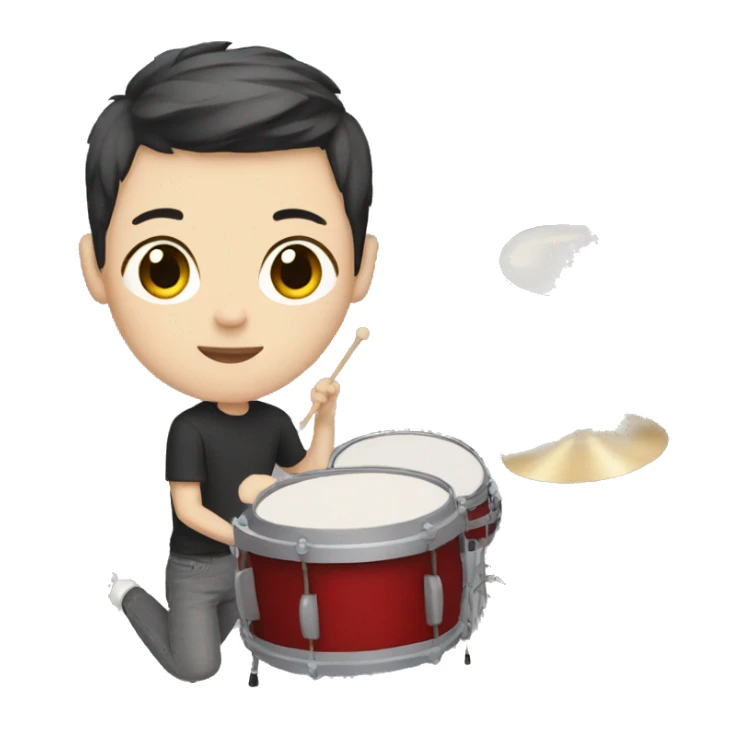 teenager with white skin and short hair playing drums sticker