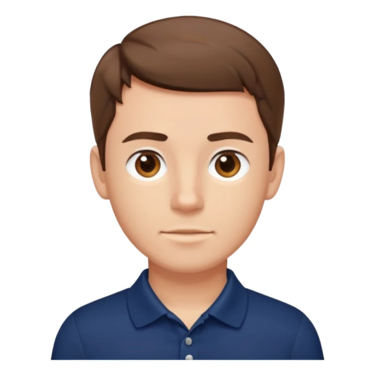 a man with really short and nice hair wearing a navy polo  sticker