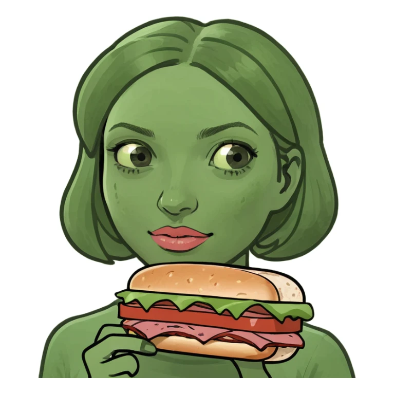 kawaii girl with spam meat sandwich  sticker