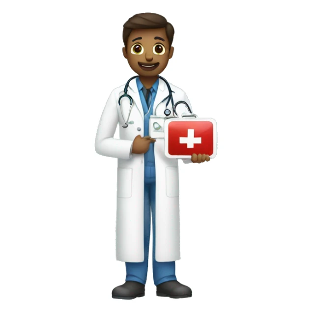 Doctor holding a signage saying “please put me in the ER PM shift” sticker