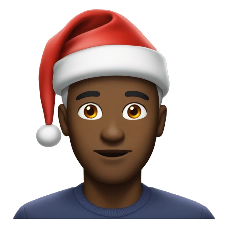 a black man with ultra big jawline and a christmas hat sticker