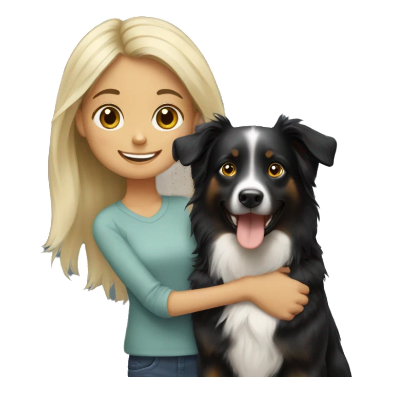 Blonde girl with happy black Australian shepherd sticker