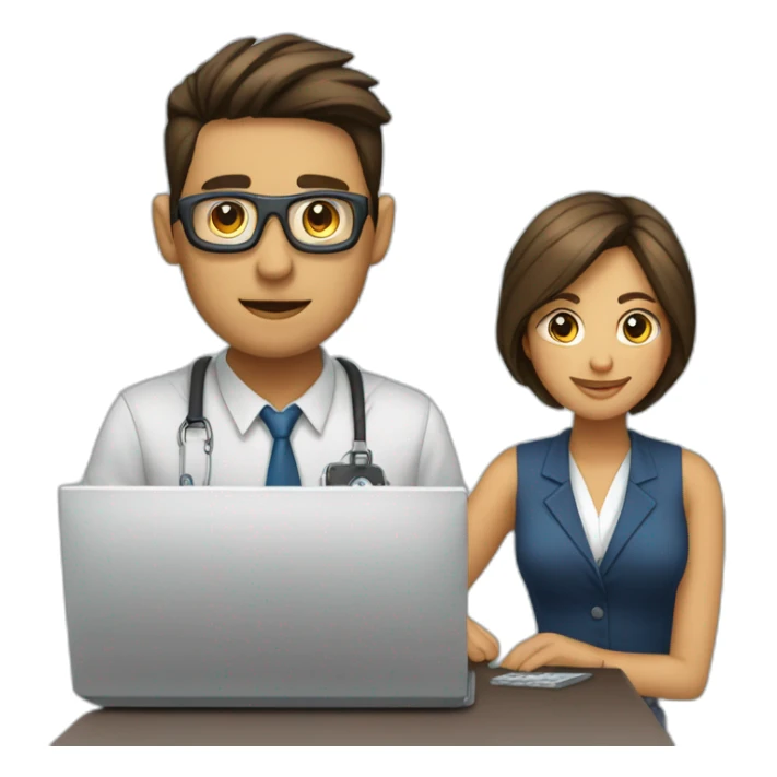 Mujer y hombre  trabajando en una oficina con criptomonedas sticker