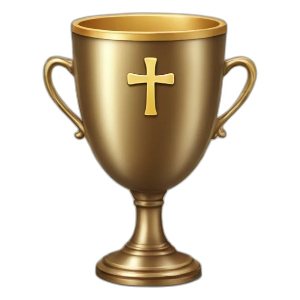 Christian cup for the winner with a cross sticker