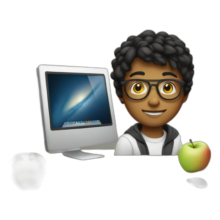 Teen Computer Nerd with apple laptop in front sticker