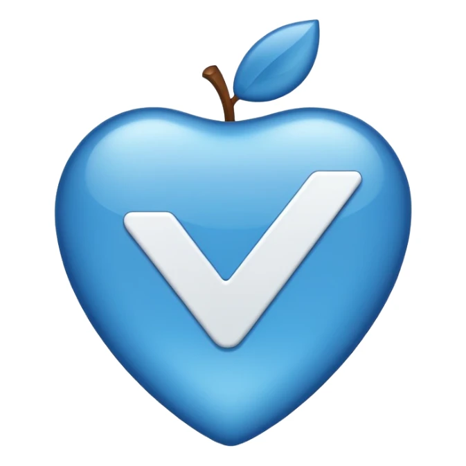 blue verified checkmark emoji, apple style, with white border sticker