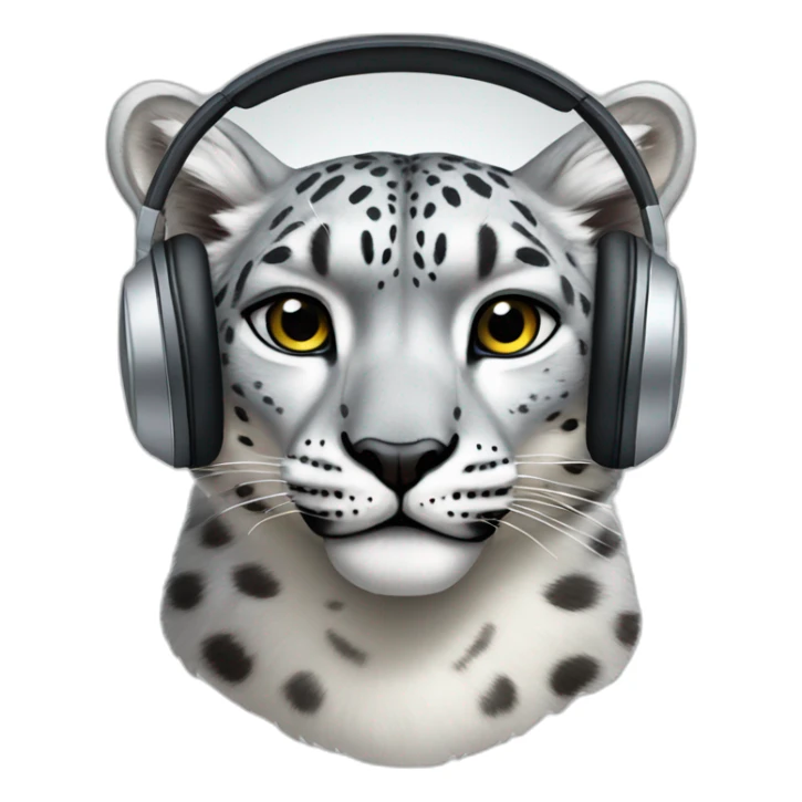 snow leopard with headphones on his head sticker