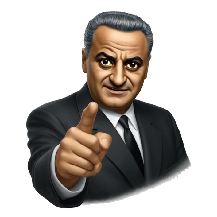 Gamal Abdel Nasser photorealistic points a finger sticker