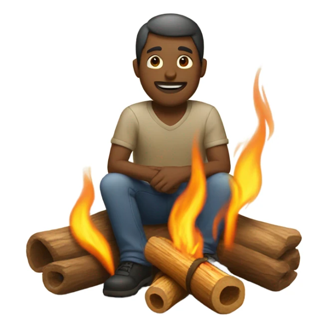 a man sitting next to the bonfire sticker