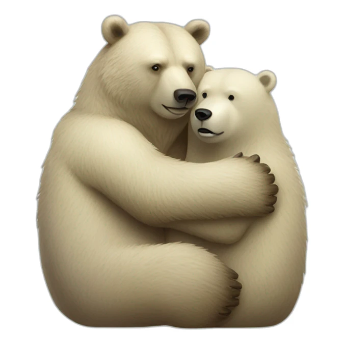 grizzly bear and polar bear hugging sticker