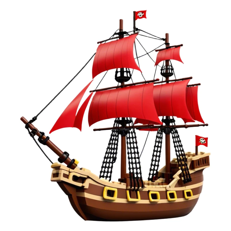 Pirate Ship (Toy) - Lego Pirate Ship (Model Year: 2021) (Iconic colour: Brown with red sails) sticker