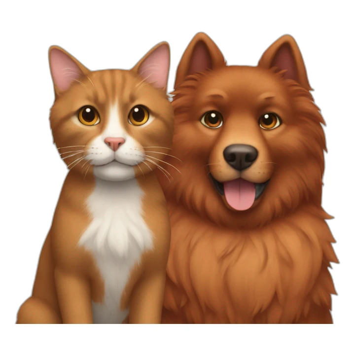 Brown furry dog and a red cat sticker