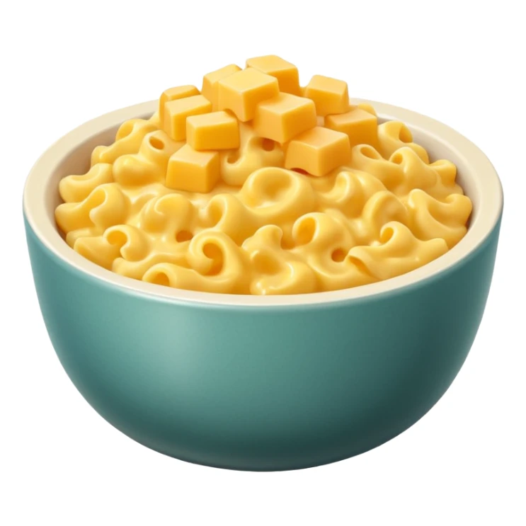 Fried Scrambled eggs and Mac and cheese in a fancy tall narrow bowl sticker