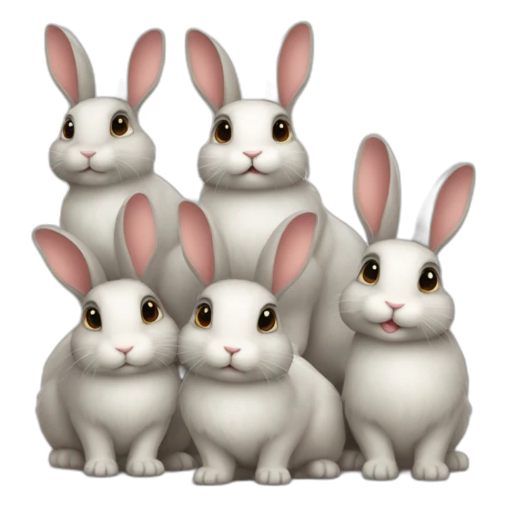 Group of 9 bunnies together sticker