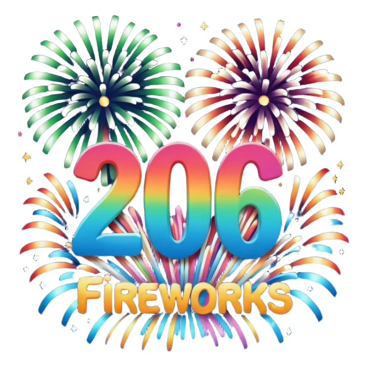 2026 in backdrop of colourful fireworks sticker
