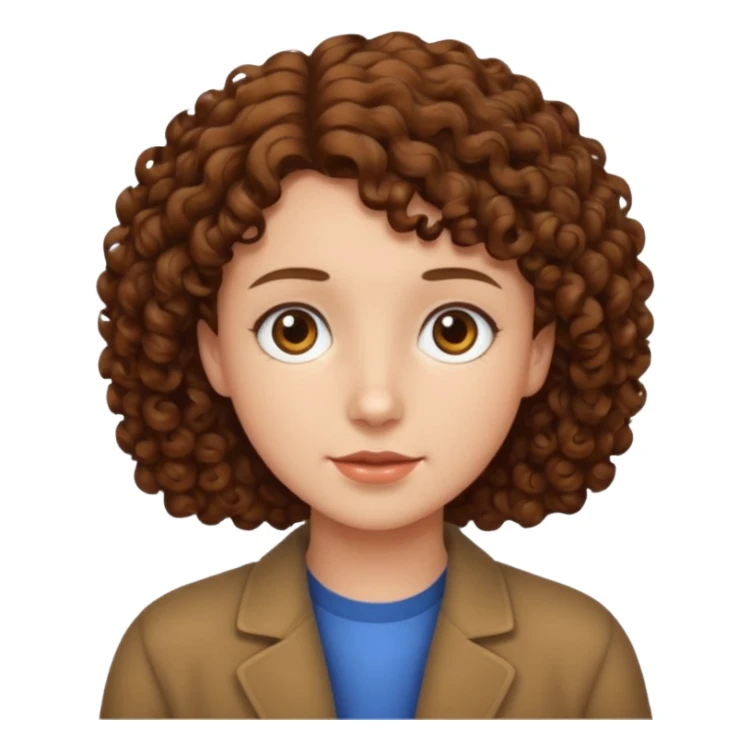 Brown curly hair cut sticker