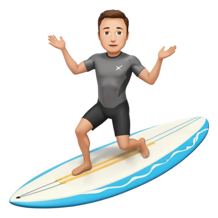 Elon Musk réaliste sur une planche de surf sticker