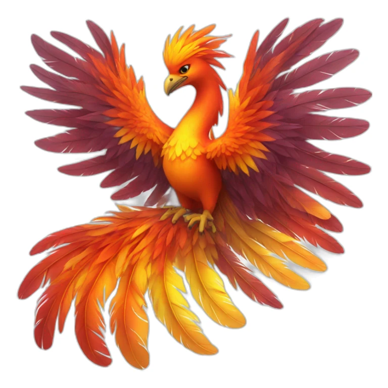 phoenix fullbody with feathers red yellow orange sticker