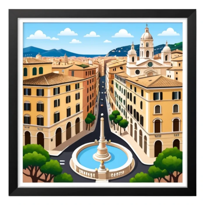 piazza di spagna with barcaccia view from up above
no square style no frame png style 
 sticker